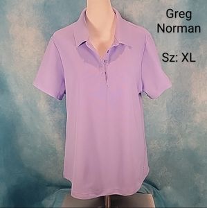 "Greg Norman Play Dry Golf Polo w/ Shark Logo at Hem